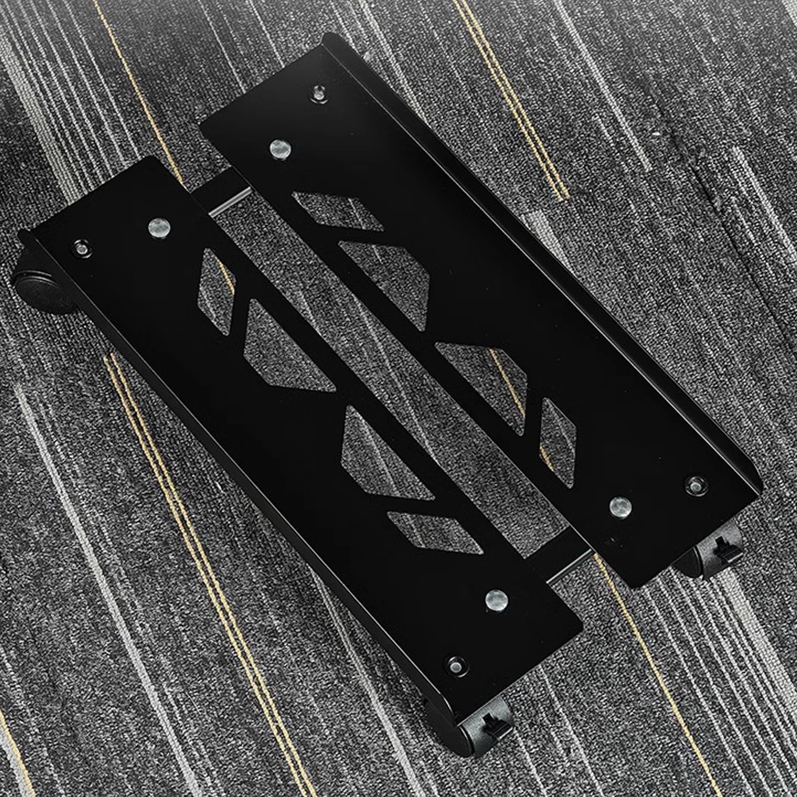 Hniuyun Metal Computer Tower Stand, Adjustable Width 20-26cm, Heavy-Duty PC Stand with 4 Caster Wheels, Fits Most Towers, Black