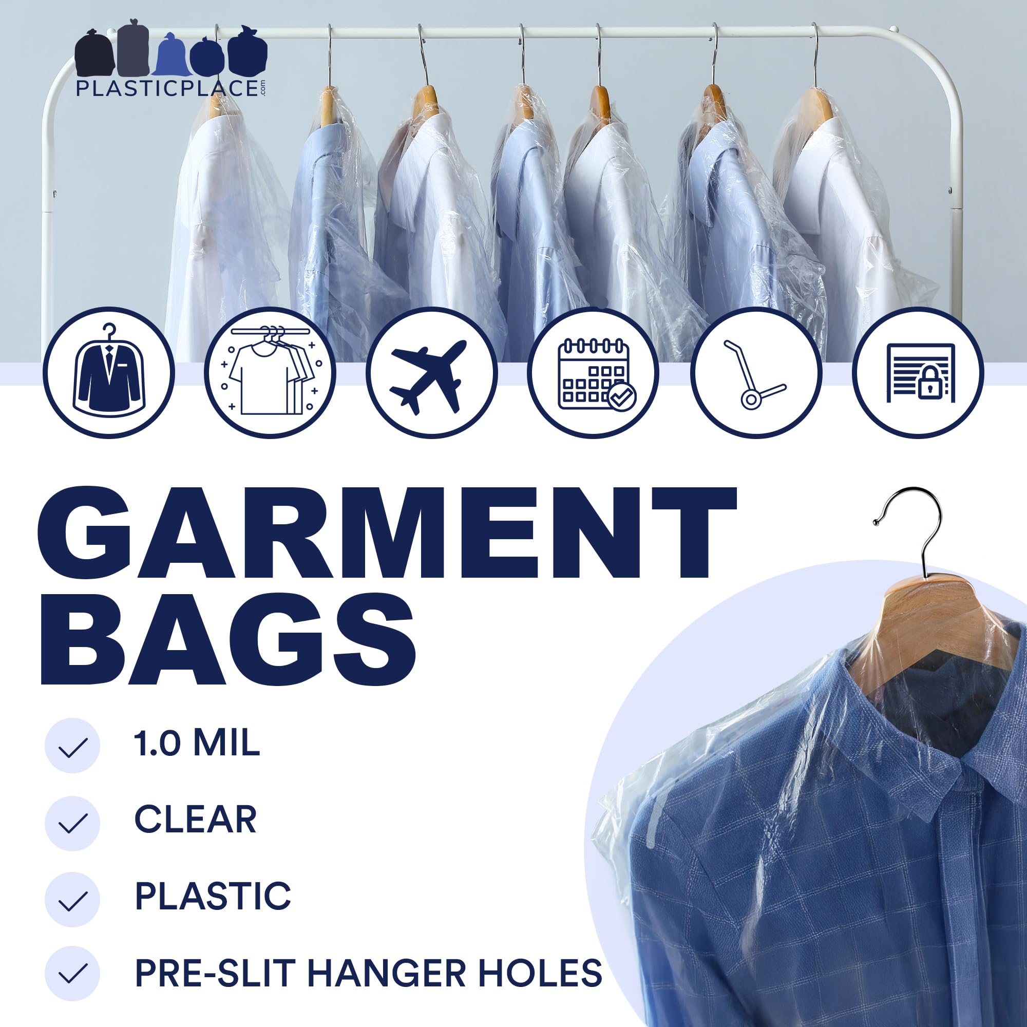 Plasticplace Clear Garment Bags │Plastic Coat Bag││1.0 Mil│21" X 4" X 54" (50 Count)