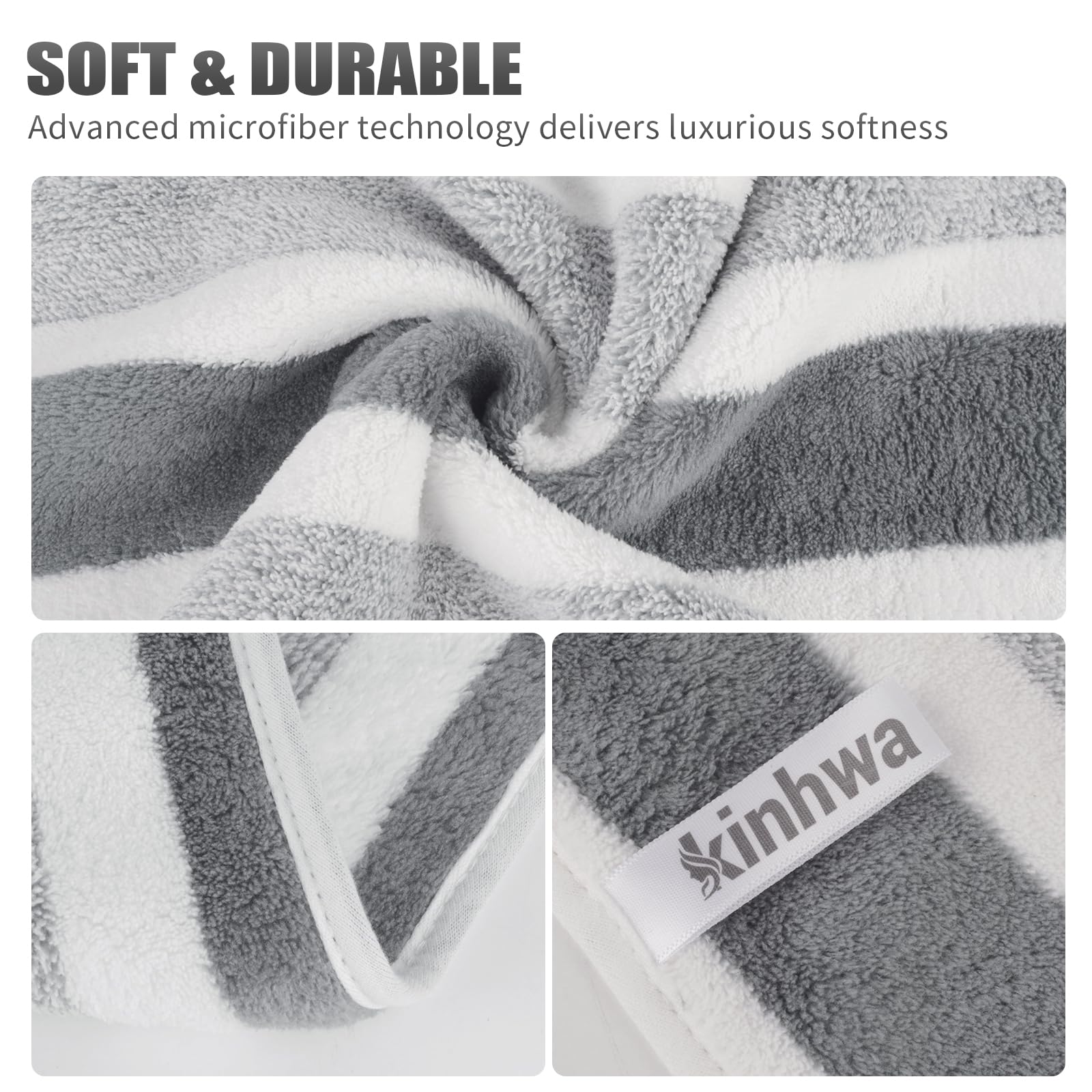 KinHwa Microfibre Soft Hand Towels for Bathroom Abosorbent Small Guest Towels Thick Face Towels 30cm x 50cm Fast Drying Washcloth for Bath, Spa