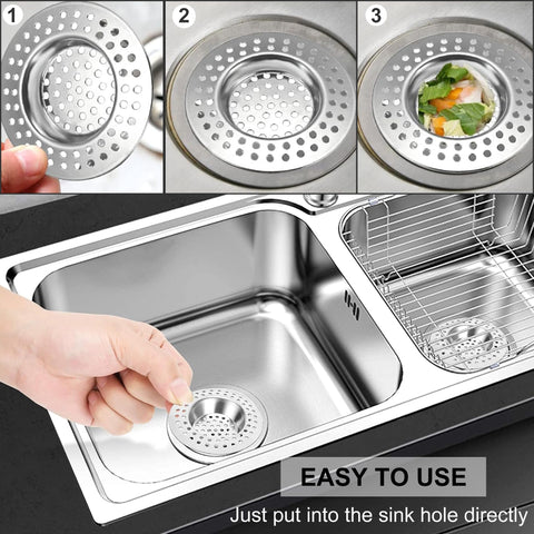Stainless Steel Kitchen Sink Strainer Plug, Standard Strainer Drain Protector Hair/Food Catcher for Bathroom, Kitchen, Shower