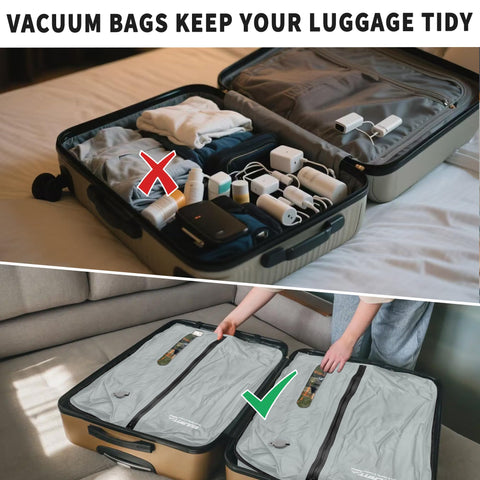 EULANT Vacuum Storage Bags for Travel, Reusable Vacuum Zipper Sealer Bag for Clothes