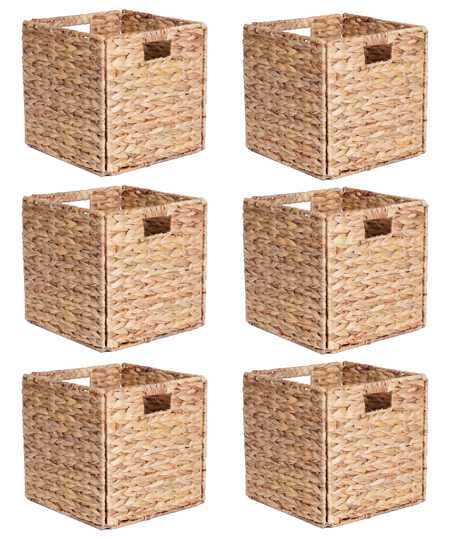 6 Pcs Water Hyacinth Storage Baskets, Square Woven Baskets under Shelf Cabinet(30 x 30cm)