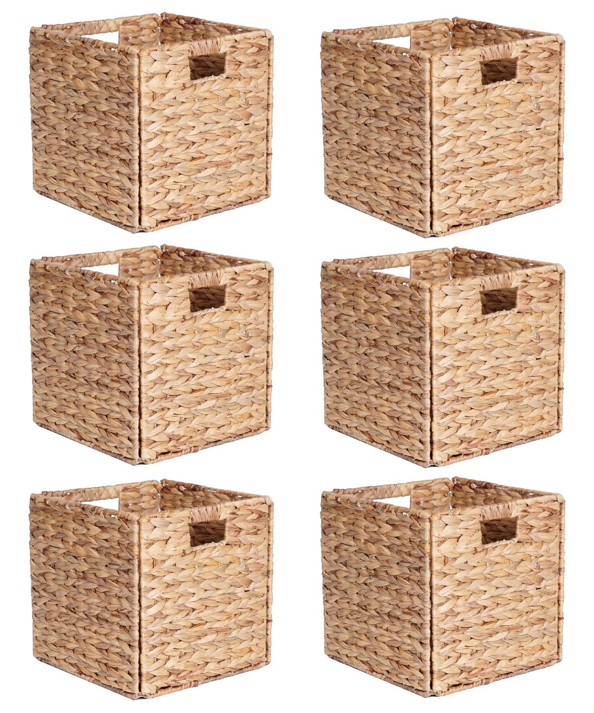 6 Pcs Water Hyacinth Storage Baskets, Square Woven Baskets under Shelf Cabinet(30 x 30cm)