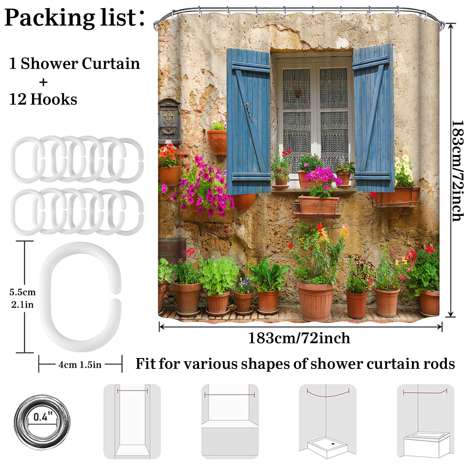 Simpomsy European Shower Curtain Nature Scene 3d Print Greek Shower Curtain Polyester Fabric Bath Curtain Curtains Bathroom Fabric Shower Street View