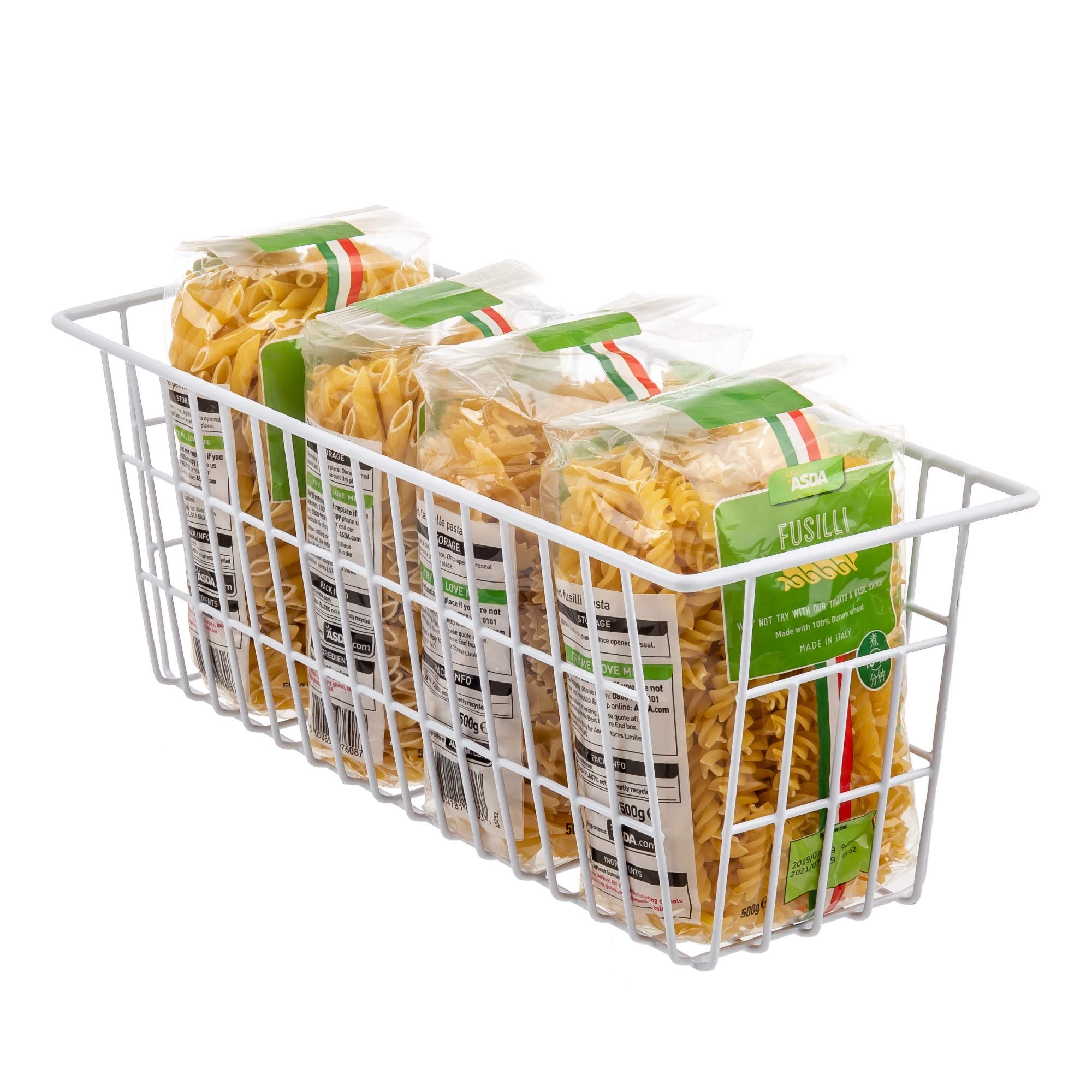 iPEGTOP Metal Wire Food Storage Organizer Bin Basket with Handles. Narrow Kitchen Refrigerator Storage Basket for Kitchen Cabinets, Pantry, Bathroom
