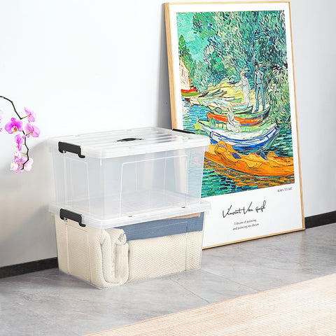 Cetomo 65L*6 Storage Boxes, Carry Plastic Storage Box with Lids, Clear Organizing Container with Handle and Secure Latches