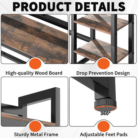 LASUK Desktop Bookshelf for Computer Monitor, 32.3'', Rustic Brown