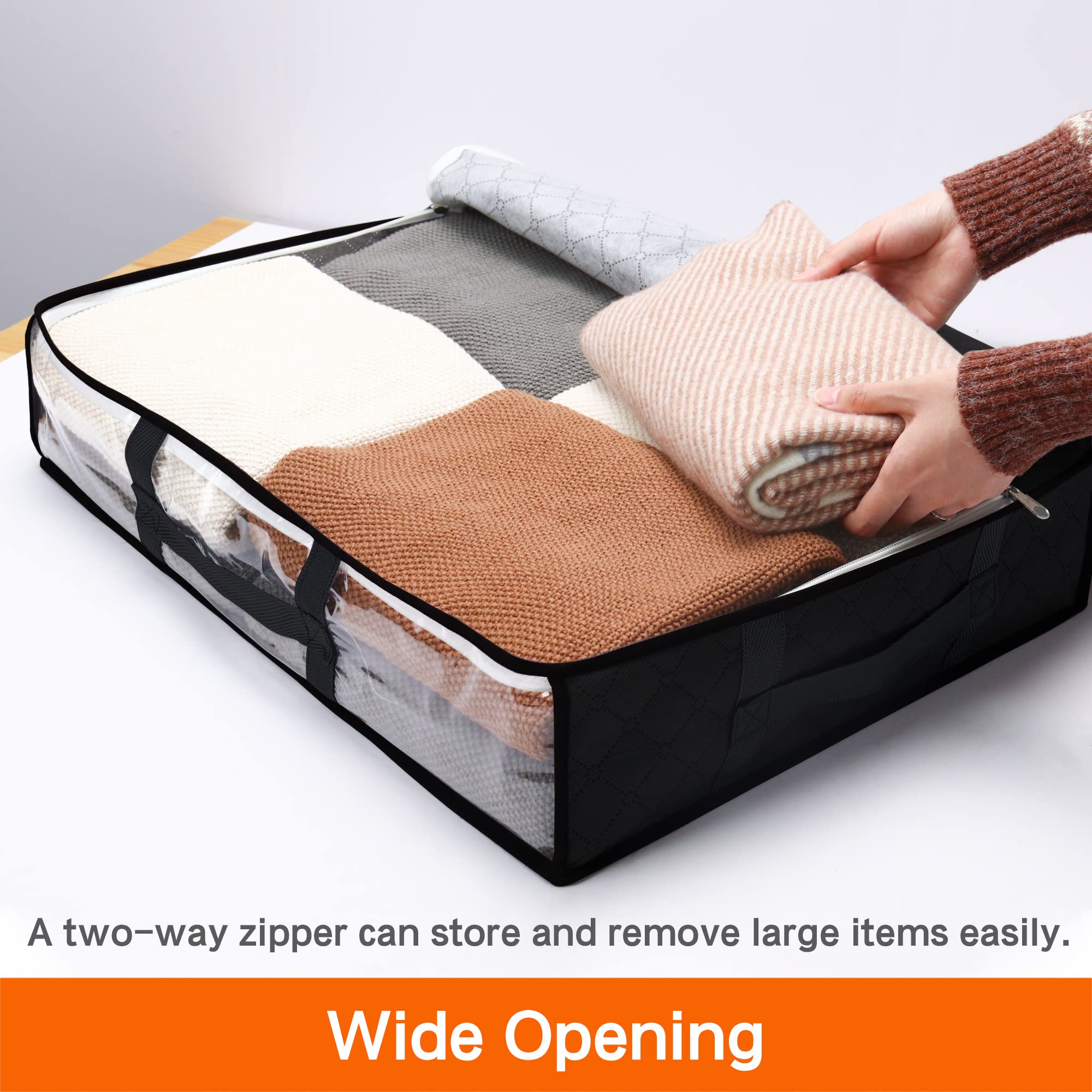 Vieshful 6 Pack Underbed Storage Bags 40L Foldable Clothes Bag Large Capacity Storage Containers with Clear Window Reinforced Handles Zippered