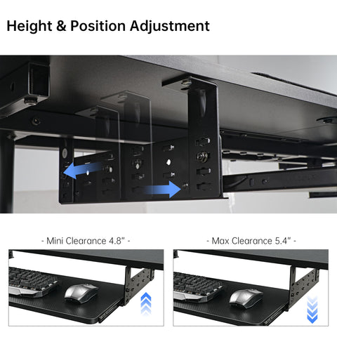 EUREKA ERGONOMIC Adjustable Keyboard Tray Under Desk, 28x11 Inch Large Slide Out Keyboard & Mouse Platform Tray