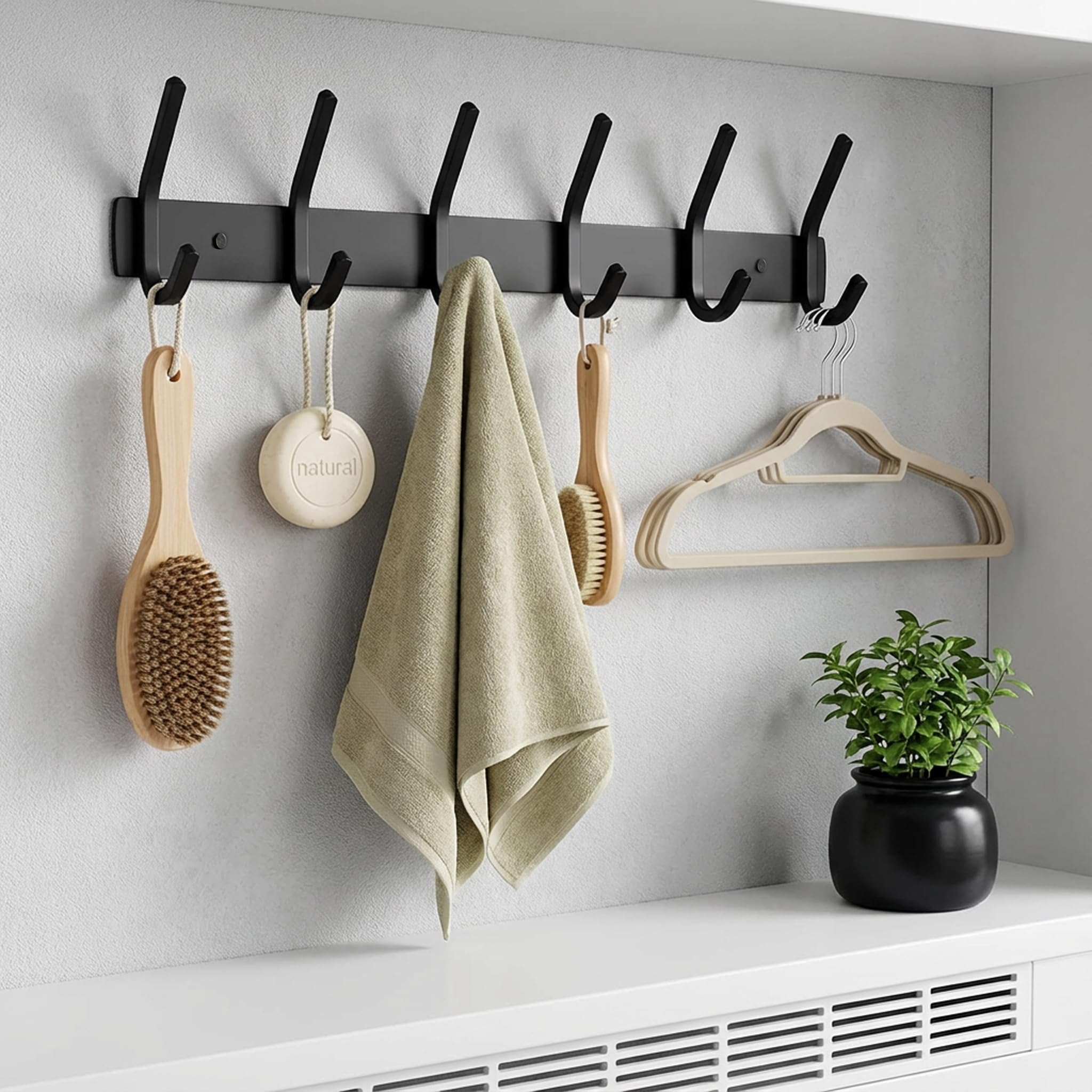 JOLY FANG Coat Hooks Wall Mounted - 2 Packs Wall Coat Rack Stainless Steel with 4 Hooks, Modern Wall Coat Hanger for Bedroom, Kitchen & Entryway