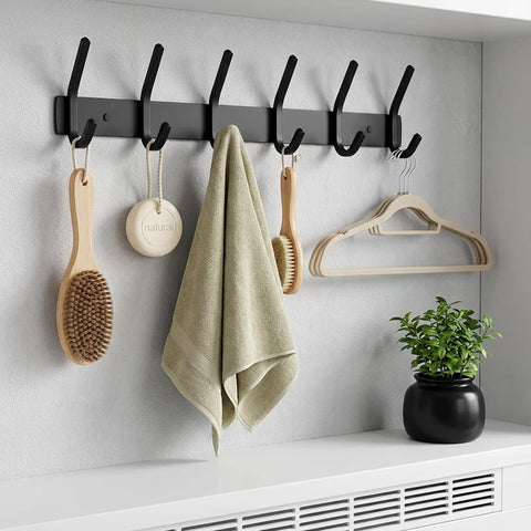 JOLY FANG Coat Hooks Wall Mounted - 2 Packs Wall Coat Rack Stainless Steel with 4 Hooks, Modern Wall Coat Hanger for Bedroom, Kitchen & Entryway
