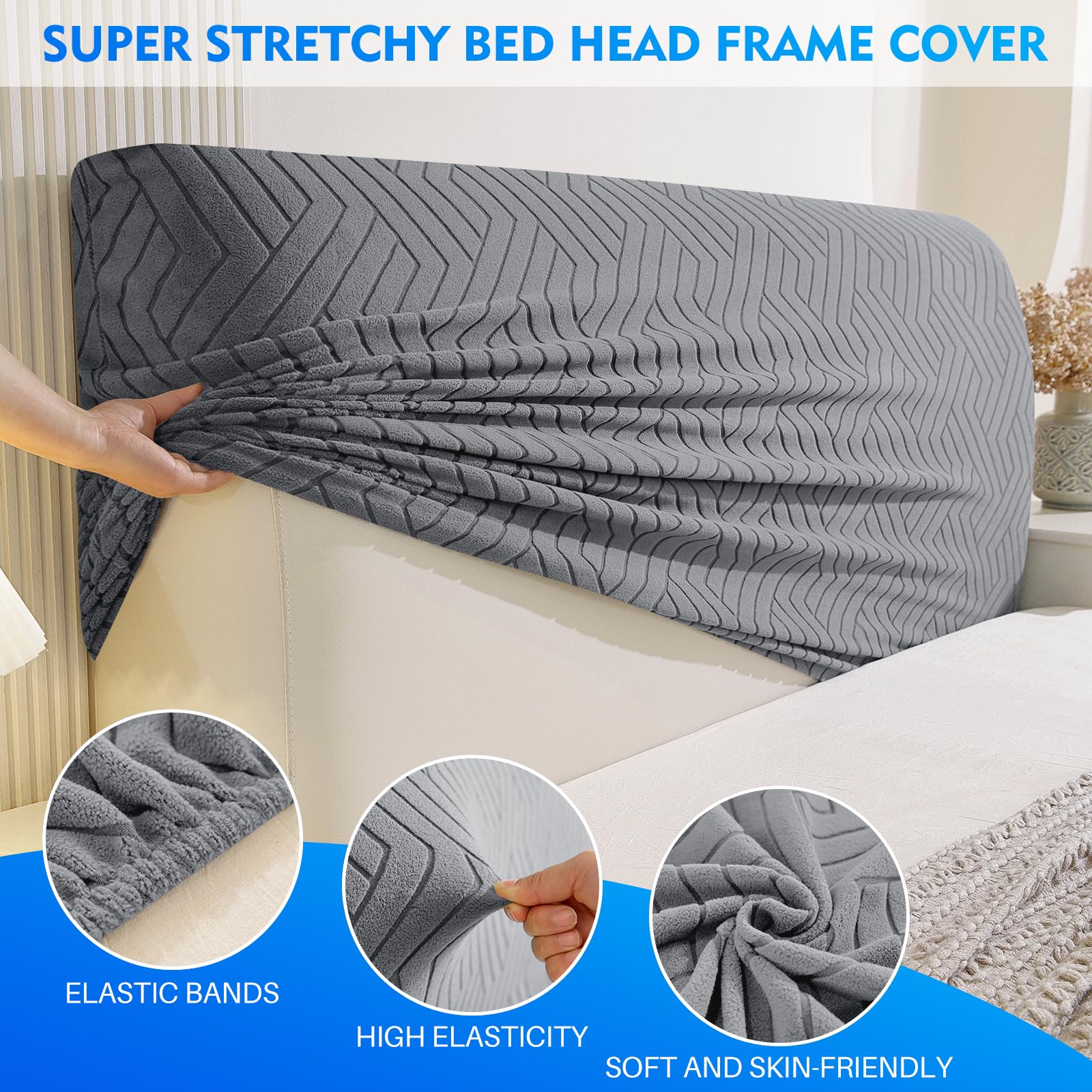 CYCMACO Elastic Bed Headboard Cover, 200 cm, Soft Stretch Bed Headboard Cover, Dustproof Bed Headboard Covers, Modern Bed Headboard Cover, Universal