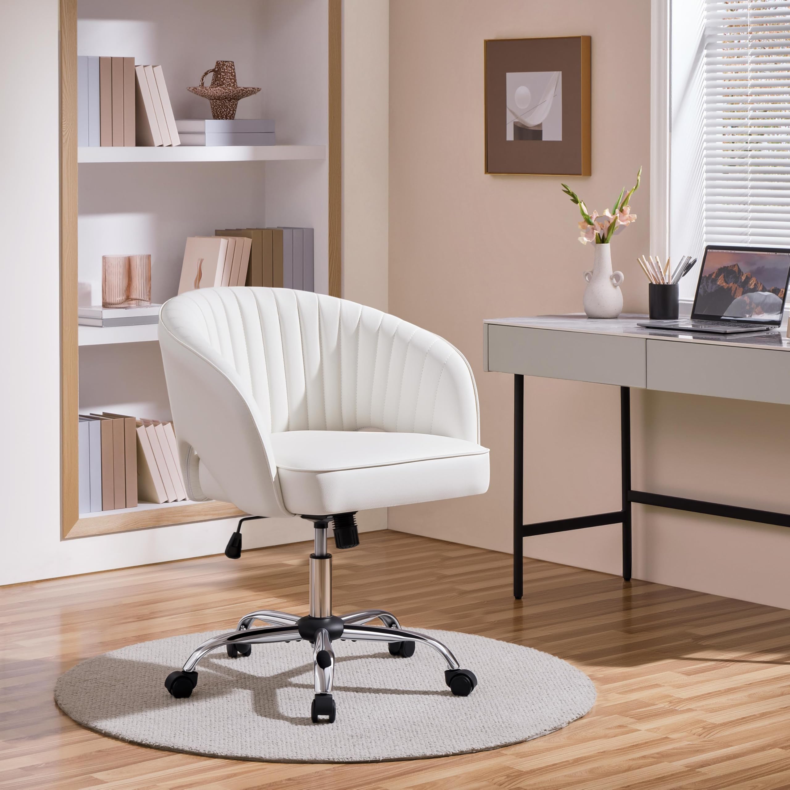 Yaheetech Desk Chair, Swivel Makeup Vanity Chair with Tufted Barrel Back