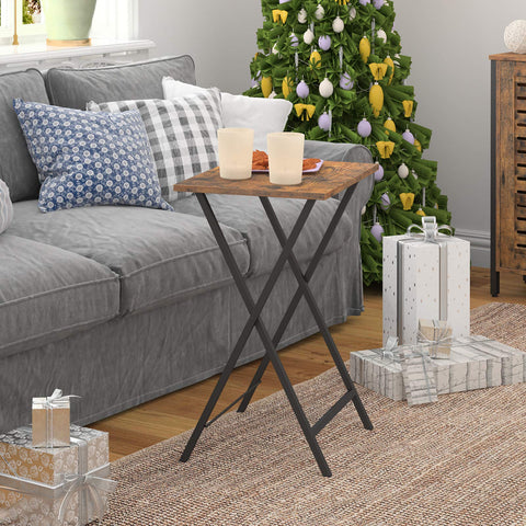 HOOBRO Side Table, TV Tray, Folding Snack Table for Eating at Couch or Bed, Sofa Laptop Table for Small Space, Living Room, Bedroom, Sturdy