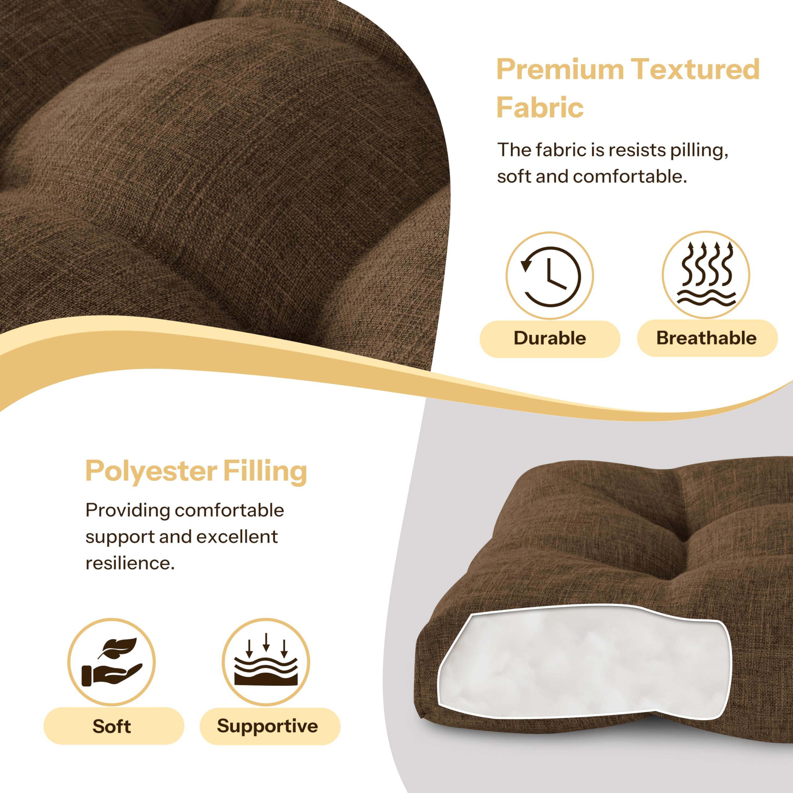 FlyGulls Indoor Bench Cushion for Indoor Furniture 106x40cm Light Coffee