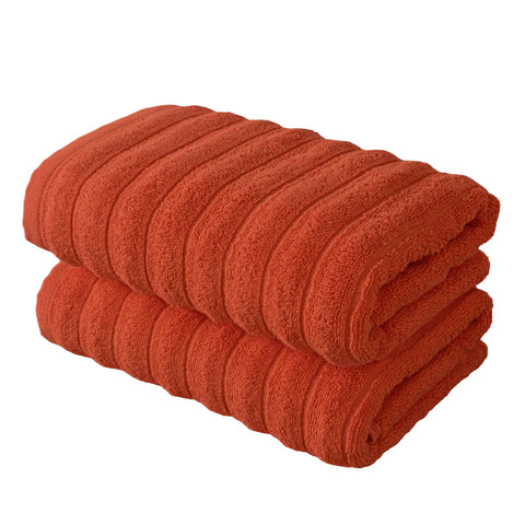 BERIBO Cloud Turkish Towel Set 100% Cotton 620gsm (Burnt Terracotta, 2 Hand Towels)
