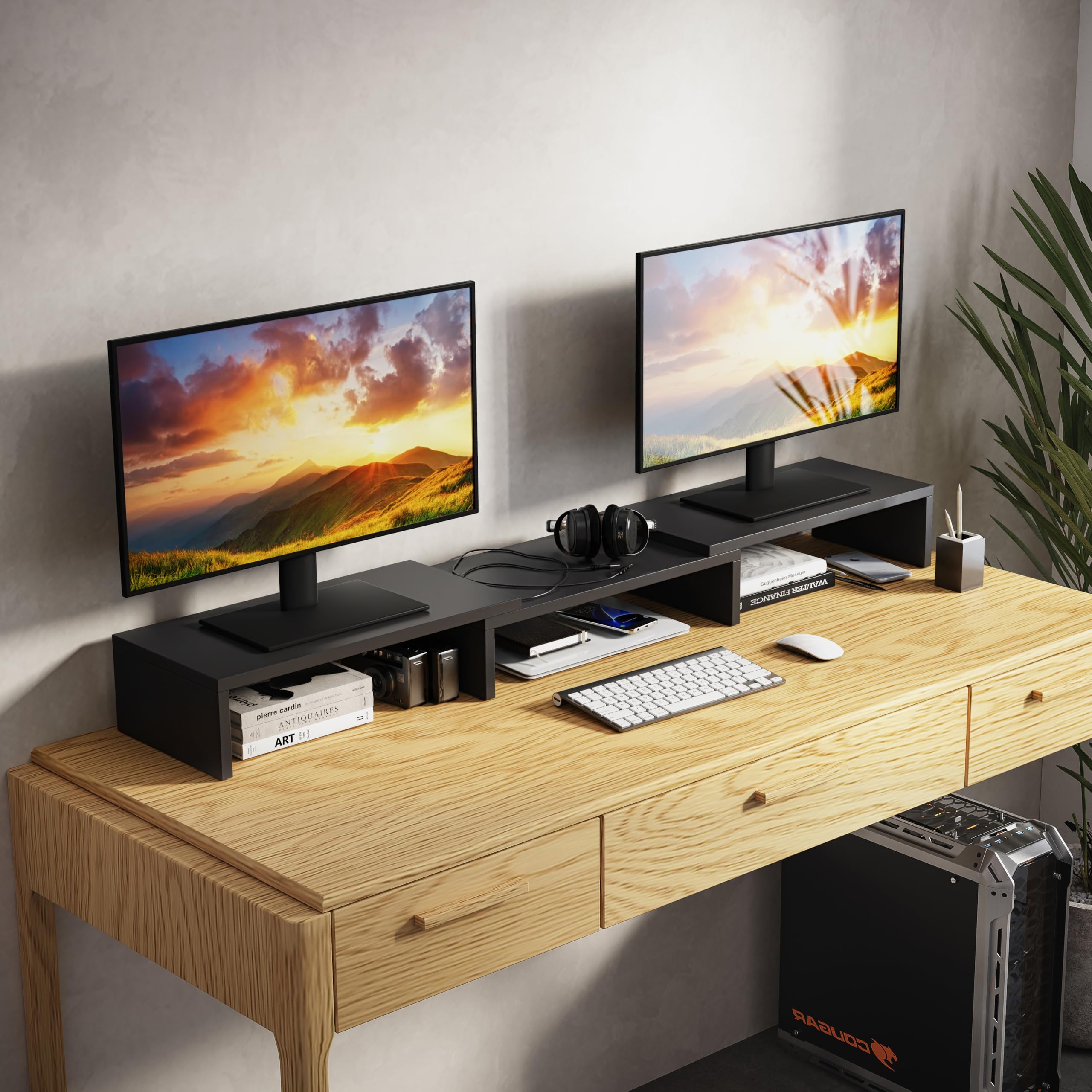 ComfortCove Dual Monitor Stand Riser, Monitor Stand, Black