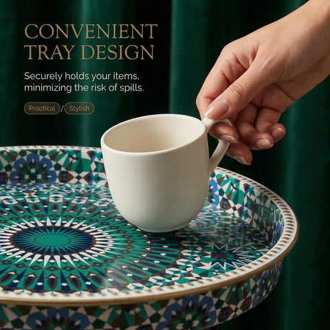 Simmer Stone Round Indoor Side Tables with Detachable Wooden 3 Legs, Versatile Tray Table, Perfect For Round Coffee Table Tea