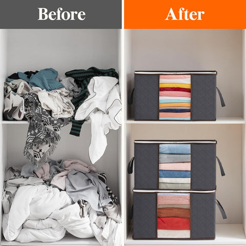 Lifewit 75L Clothes Storage Bags, Foldable Storage Box Moving Bags Wardrobe Storage Organiser Packing Boxes for Moving House with Clear Window for