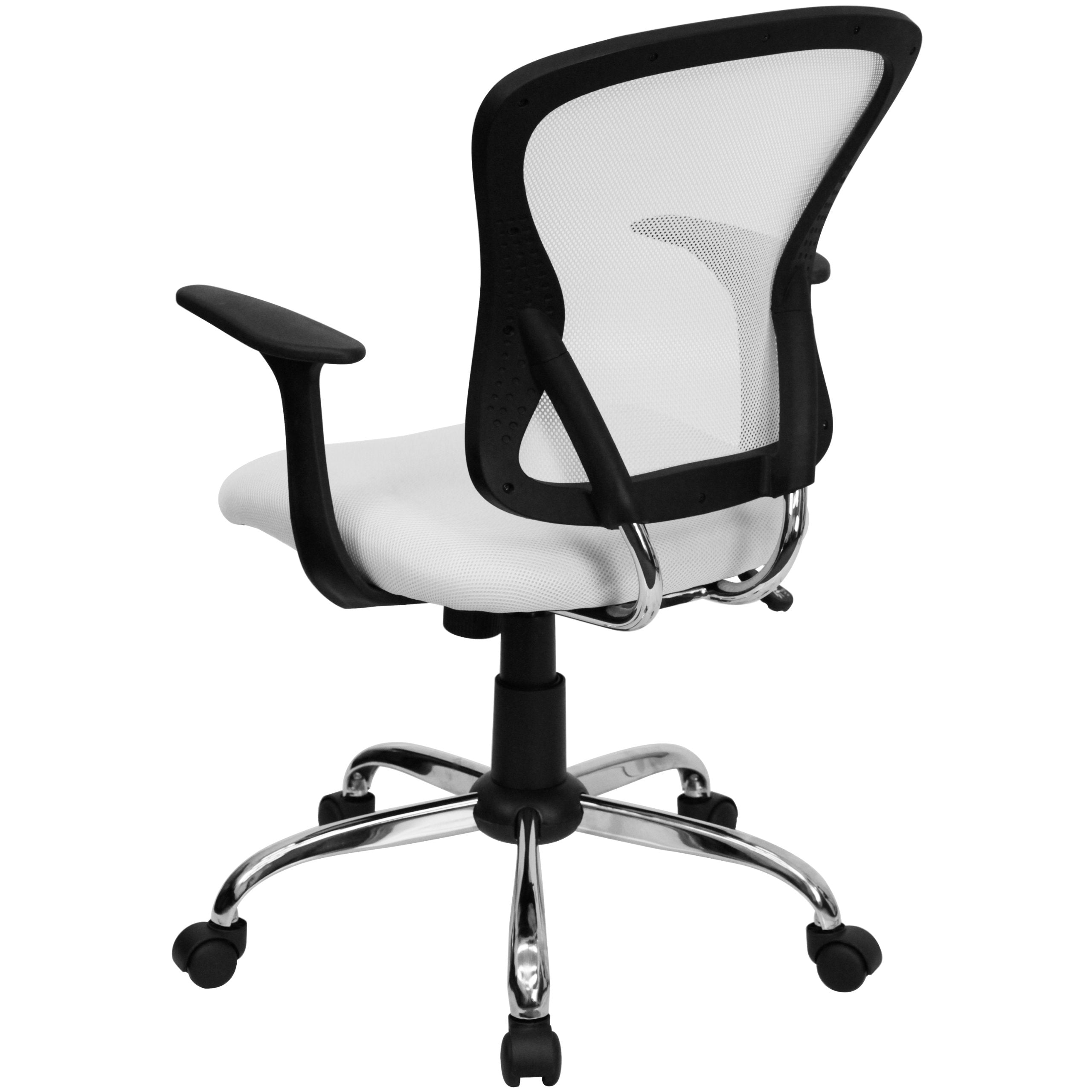 Flash Furniture Mid-Back Mesh Swivel Task Chair with Chrome Base and Arms, Metal, White, 73.66 x 60.96 x 27.94 cm
