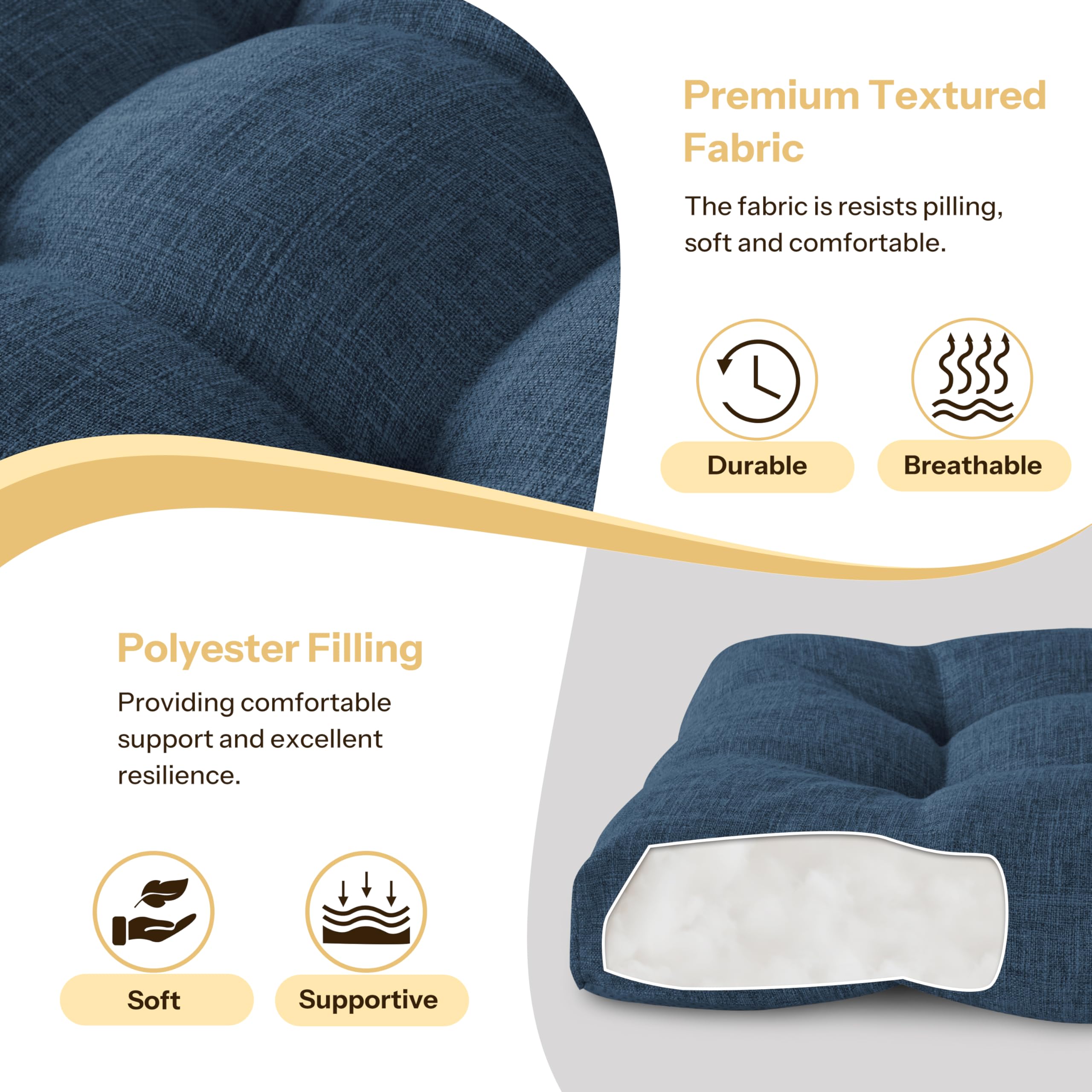 FlyGulls Indoor Bench Cushion for Indoor Furniture 106x40cm Navy