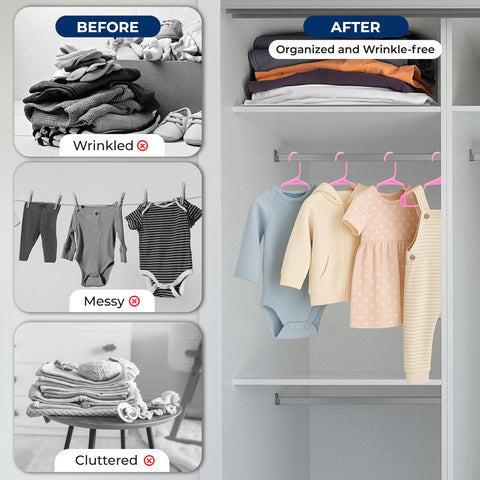 SereneLife 20 Pack Plastic Kids Hangers, Non-Slip for Closet, Space-Saving Thin Design for Infant and Newborn Clothing