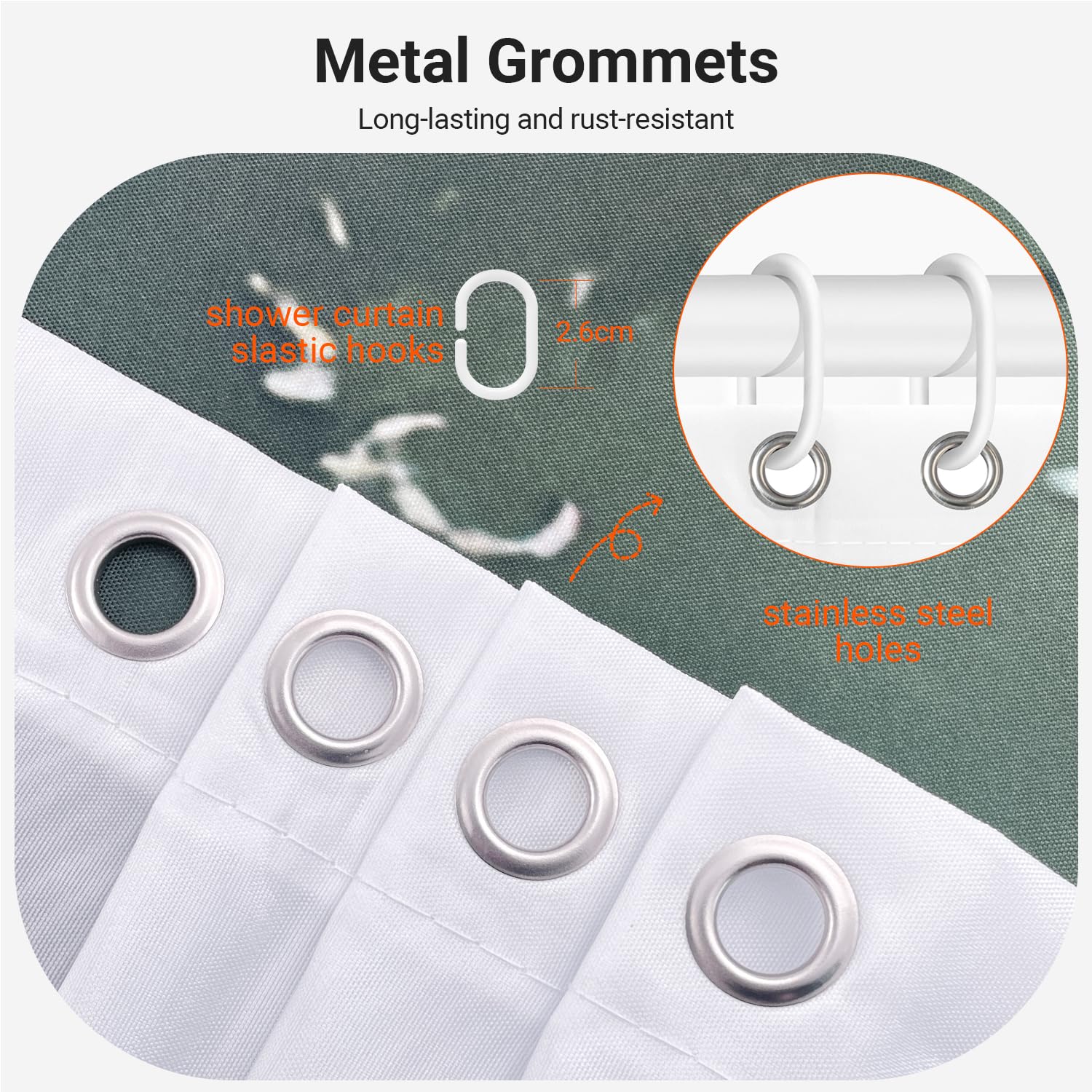 Lerores Shower Curtain 150 x 180 cm, Forest Anti-Mould Textile, Weighted Hem, Water-Repellent