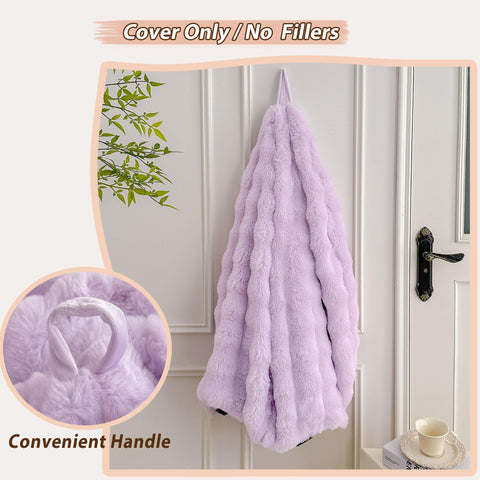 LIFEREVO 3FT Fluffy Faux Rabbit Fur Bean Bag Cover, No Filler, Lavender