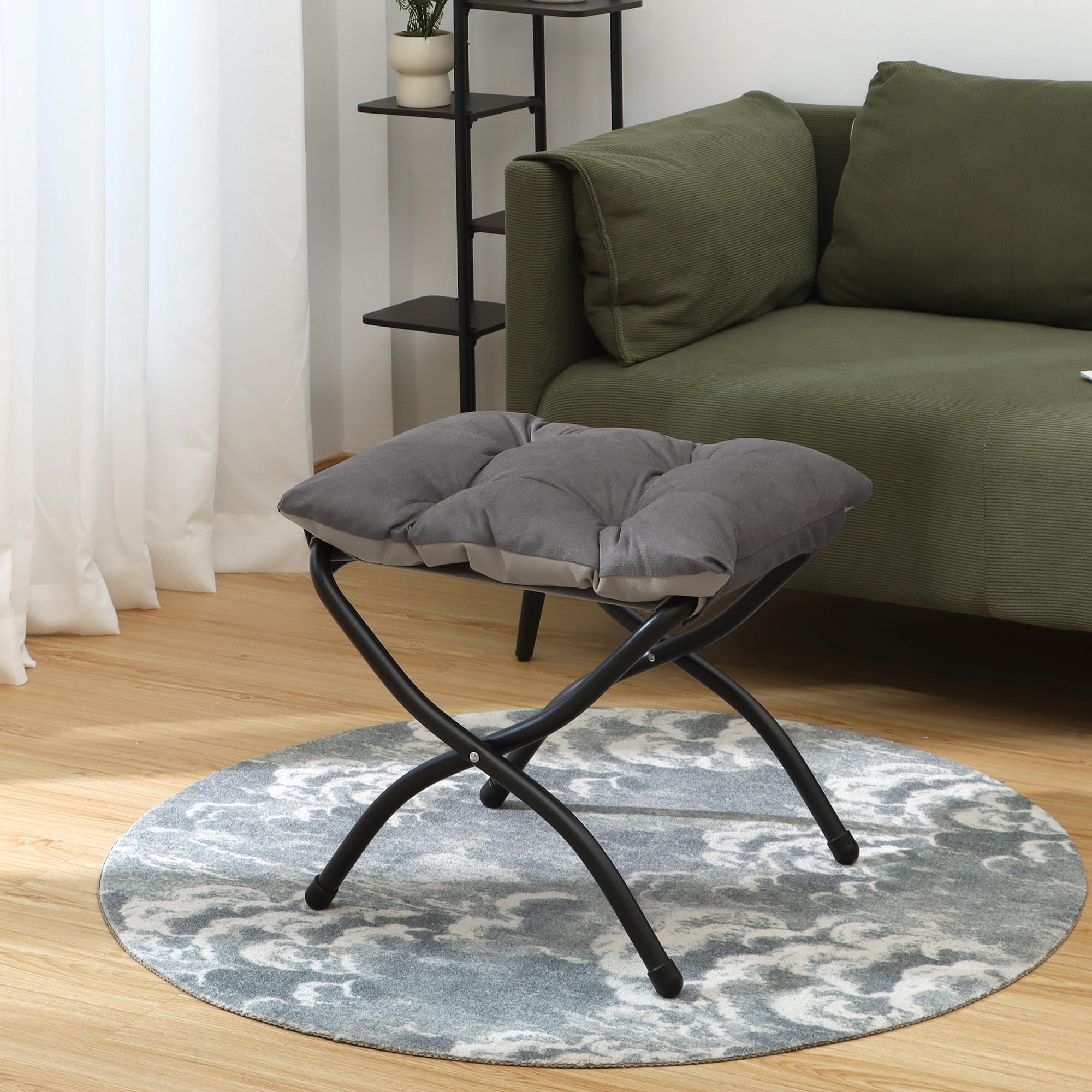 Mordchil EU 15"(H) Folding Ottoman, Foldable Footrest Stool, Portable Small Foot Stool for Couch, Collapsible Foot Rest Ottoman for Sofa