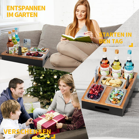 Mihoho Couch Bar, Sofa Organiser On Side Tables, Coffee Table, Wooden Coffee Bar As Beer Gifts For Men