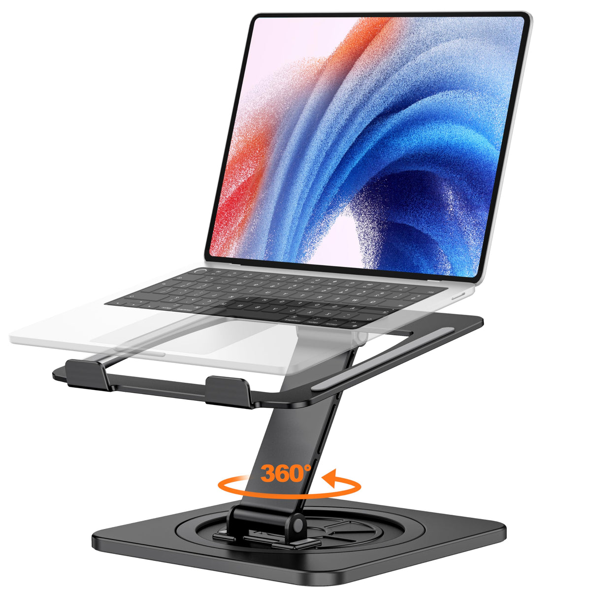 EOIWUY Laptop Stand with 360° Swivel Base, Foldable Laptop Riser for Desk