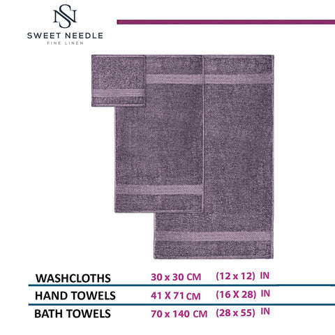 SweetNeedle 6 Piece Towel Set - 2 Bath Towels, 2 Hand Towels and 2 Washcloths Cotton Daily Use Hotel Spa Quality Soft Highly Absorbent Quick Dry