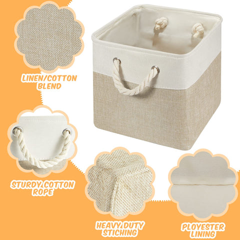 6 Pieces Cube Storage Bins Small Foldable Storage Cube Baskets with Sturdy Carry Handles Multipurpose Storage Cube Baskets Organizer Bin for Home