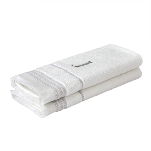 SKL Home Hand Towel Set, J, Cotton, White, 16x26