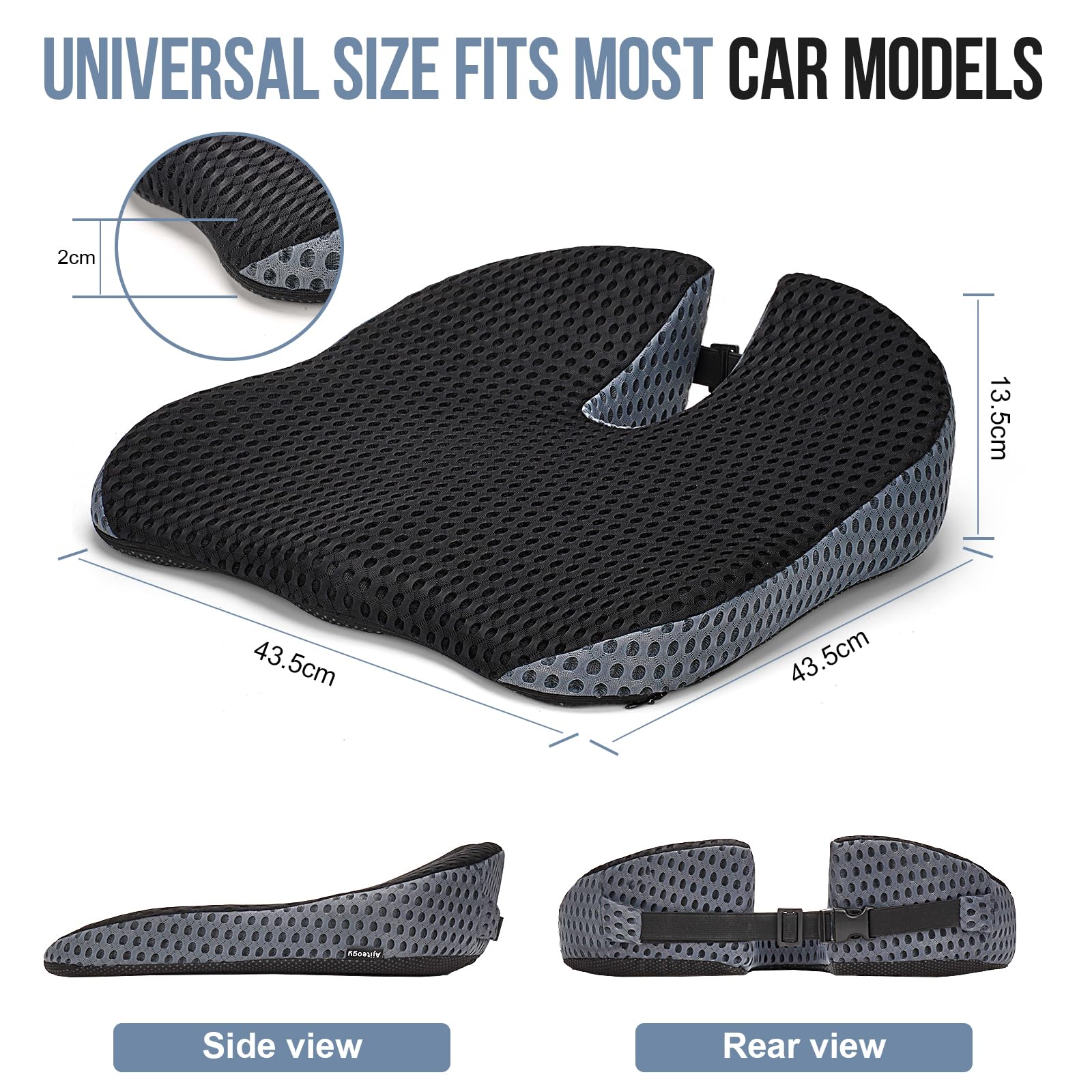 Car Seat Cushion, Memory Foam Car Wedge Cushion Height Booster for Driving
