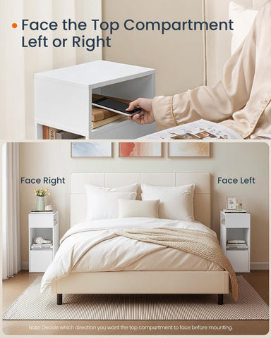 SONGMICS HOME Slim Bedside Table, Snapsemble Superfast Assembly