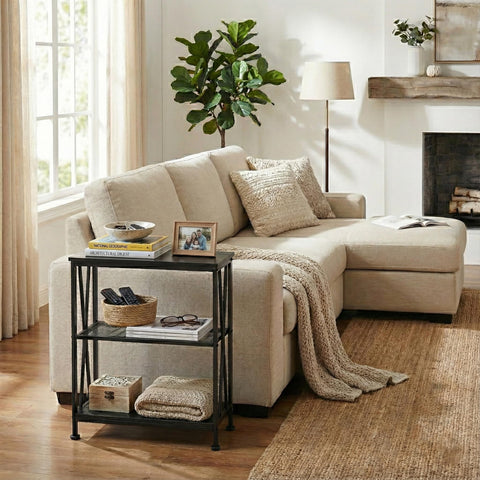 Narrow Side Table,3-Tier End Table With Storage Shelves,Small Hallway Table, Industrial Accent Table With Metal Frame Slim Nightstand Sofa Side Table