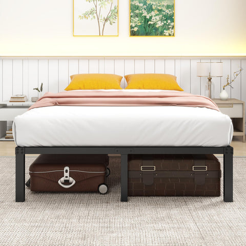 HOMERECOMMEND 4ft6 Double Bed Frame with Under Bed Storage,135x190cm,Black