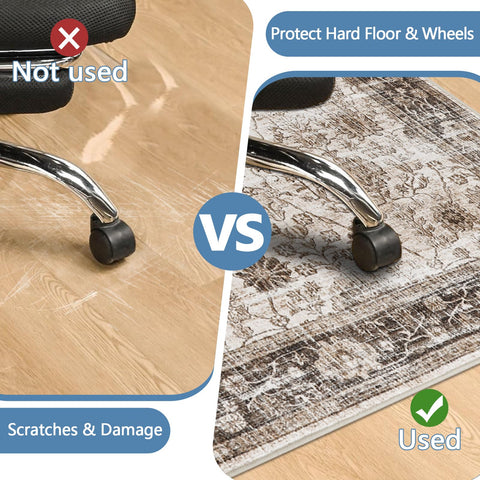 Office Chair Mat for Hardwood Floor, 90x120 cm Anti-Slip Computer Gaming Desk Mat, Multi-Purpose Floor Protector for Home Office Rolling Chair