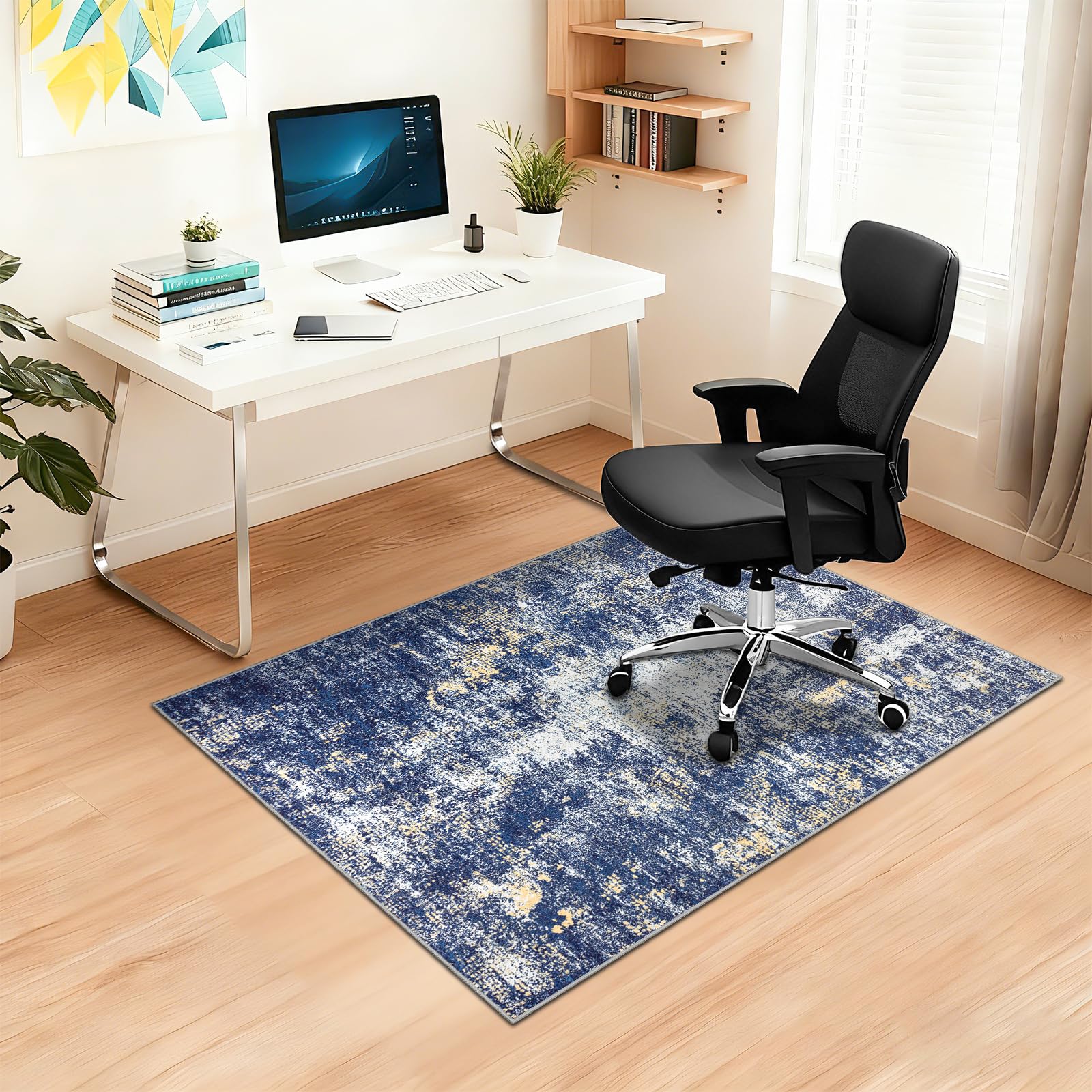 Capslpad Office Chair Mats for Hardwood Floor 90x120cm Non-Slip Modern Abstract Home Multi Purpose Chair Mat Low Pile Floor Protectors Computer Chair
