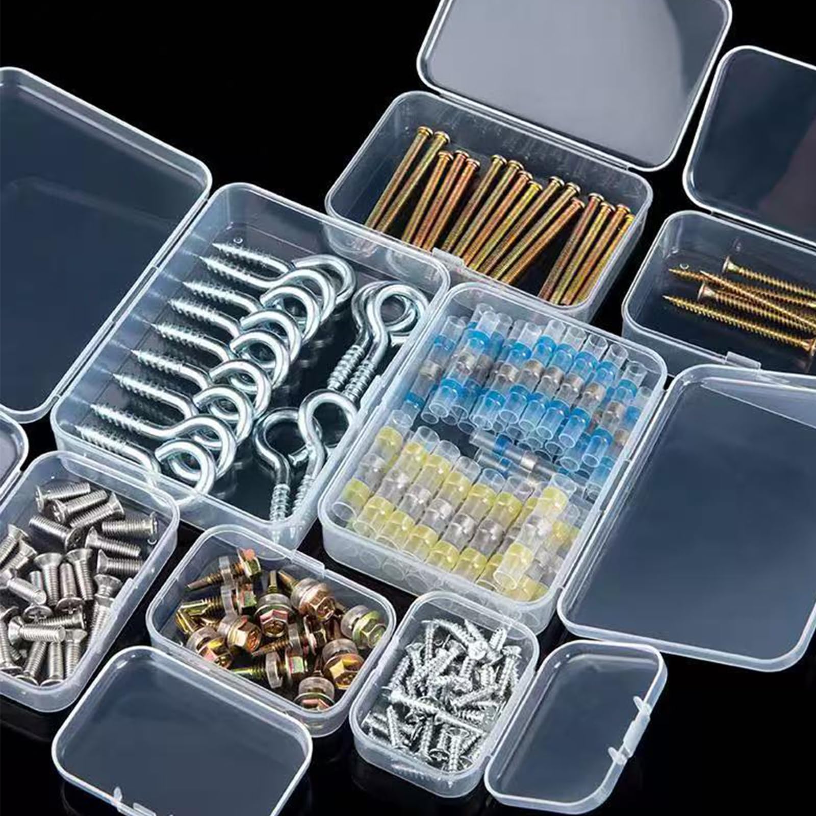 Leliafleury 7.4x7.4x2.5cm Transparent Plastic Organizer, 5Pcs Empty Mini Square Storage Containers Clear Plastic Storage Boxes with Lids for Small