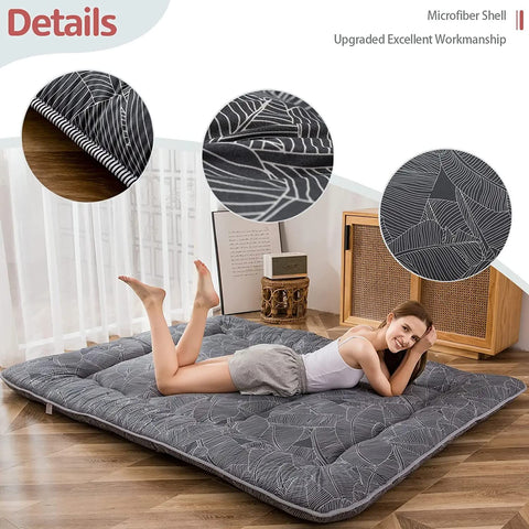 MAXYOYO Japanese Floor Mattress Futon Mattress, Thicken Tatami Mat Sleeping Pad Foldable Roll Up Mattress Dormitory Mattress Pad Floor Lounger Pillow