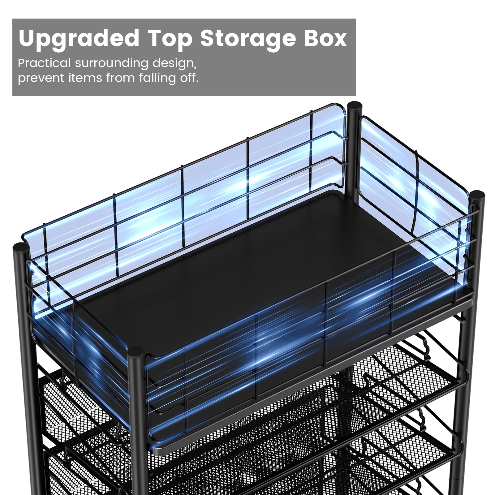 Shrivee 6-Tier Metal Rolling File Cart with Wheels, Black & White, Modern Office/Home/School Teacher Classroom File Organizer, Space-Saving