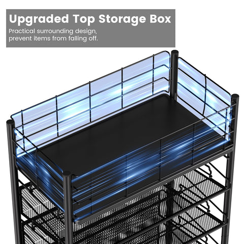 Shrivee 6-Tier Metal Rolling File Cart with Wheels, Black & White, Modern Office/Home/School Teacher Classroom File Organizer, Space-Saving