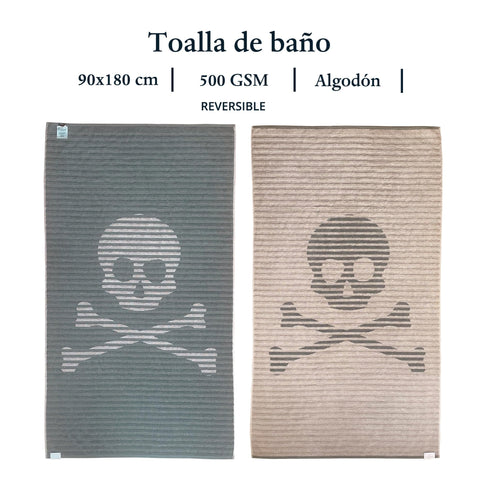 Scalpers Towel 90x180 cm 100% Cotton 500GSM Beige with Logo and Stripes Home