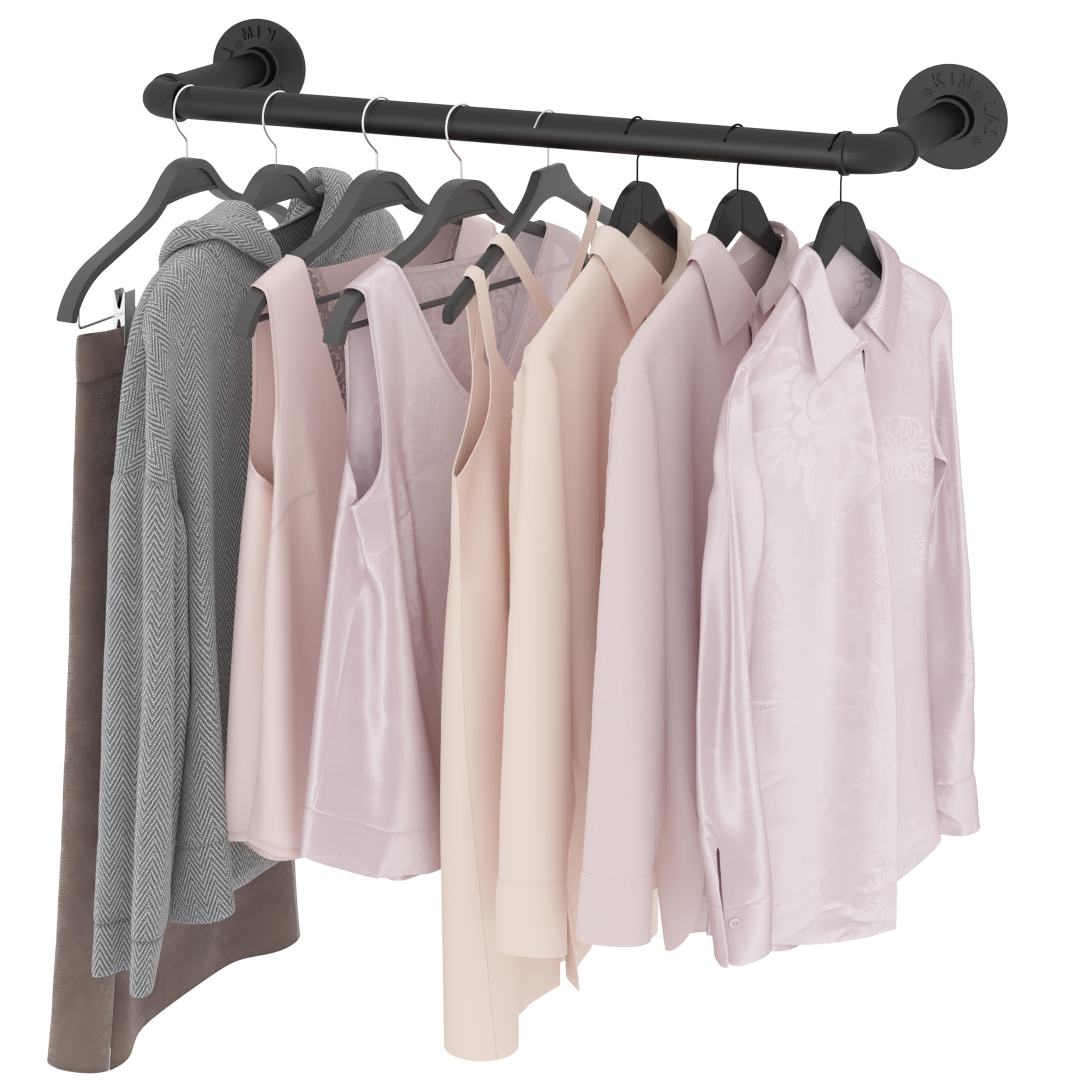 VOLISON Wall Mounted Clothes Rail, Industrial Pipe Clothes Rack, 47CM Detachable Metal Garment Clothing Rail