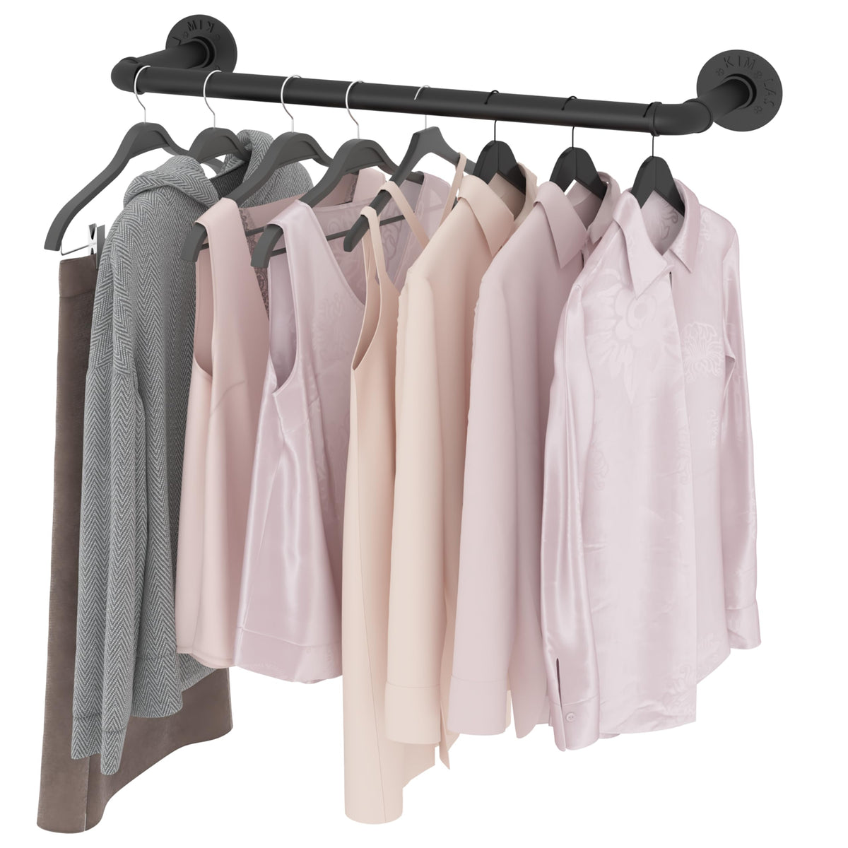 VOLISON Wall Mounted Clothes Rail, Industrial Pipe Clothes Rack, 47CM Detachable Metal Garment Clothing Rail