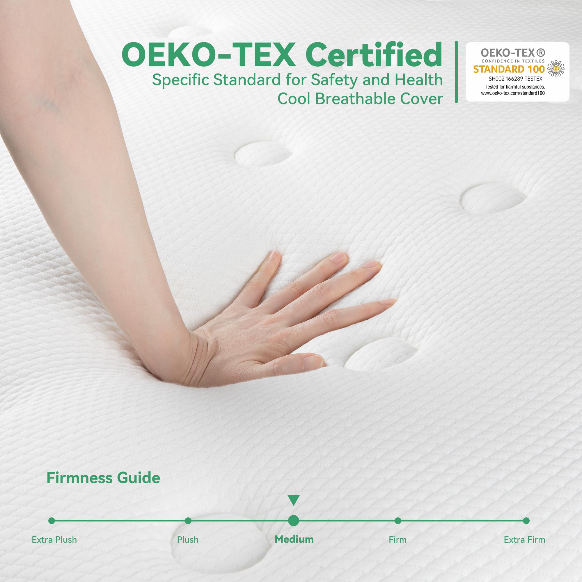 TeQsli 4FT6 Double Mattress, 10Inch Memory Foam Pocket Sprung Hybrid Mattress for Pressure Relief - Medium Firm Mattress-in-Box 135x190x25cm