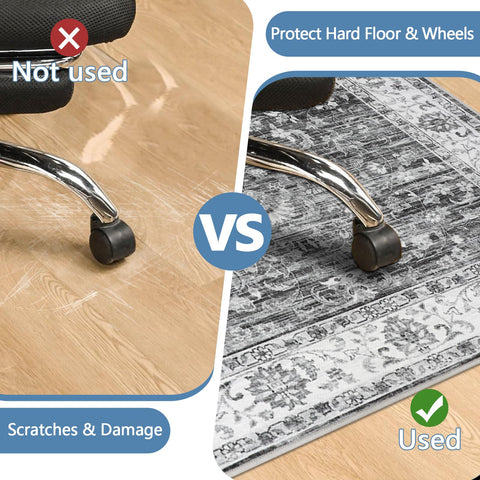 Office Chair Mat for Hardwood Floor, 90x120 cm Anti-Slip Computer Gaming Desk Mat, Multi-Purpose Floor Protector for Home Office Rolling Chair