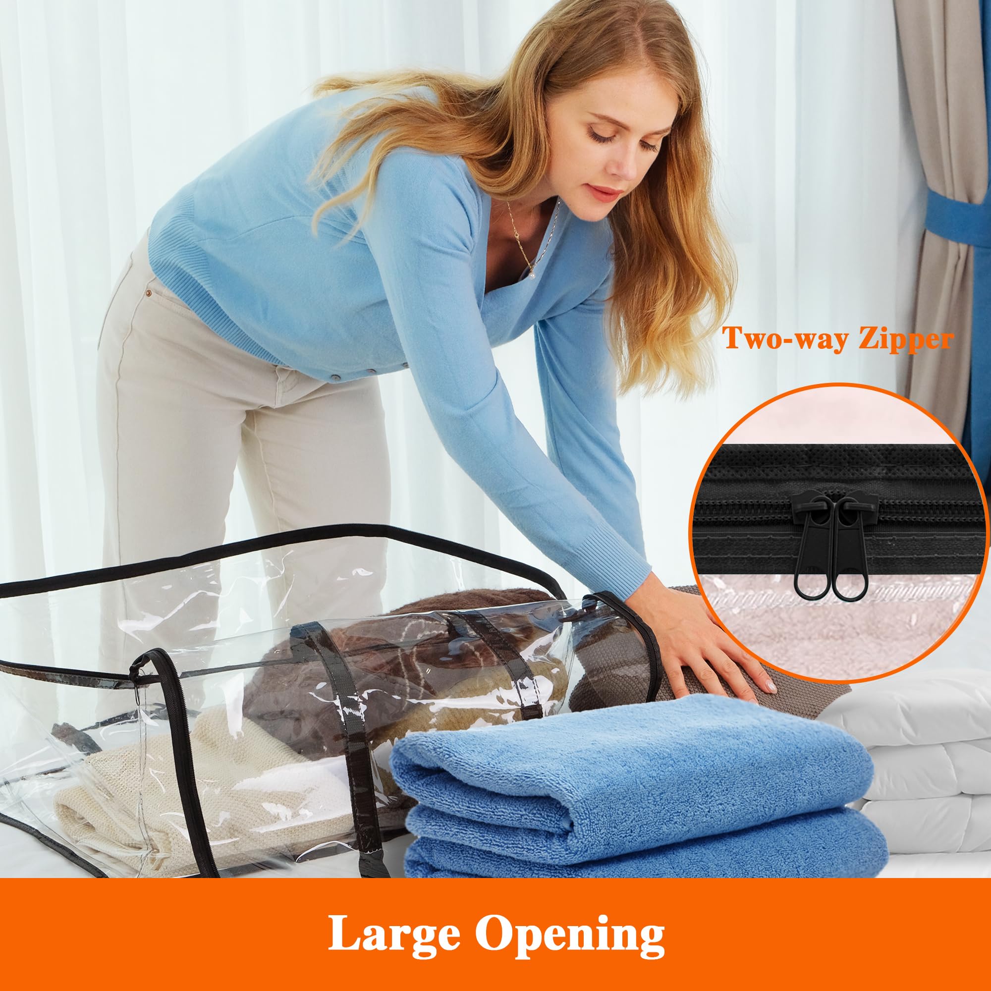 Vieshful 5 Pack Black Clear Clothes Storage Bag Organizer Reinforced Handle